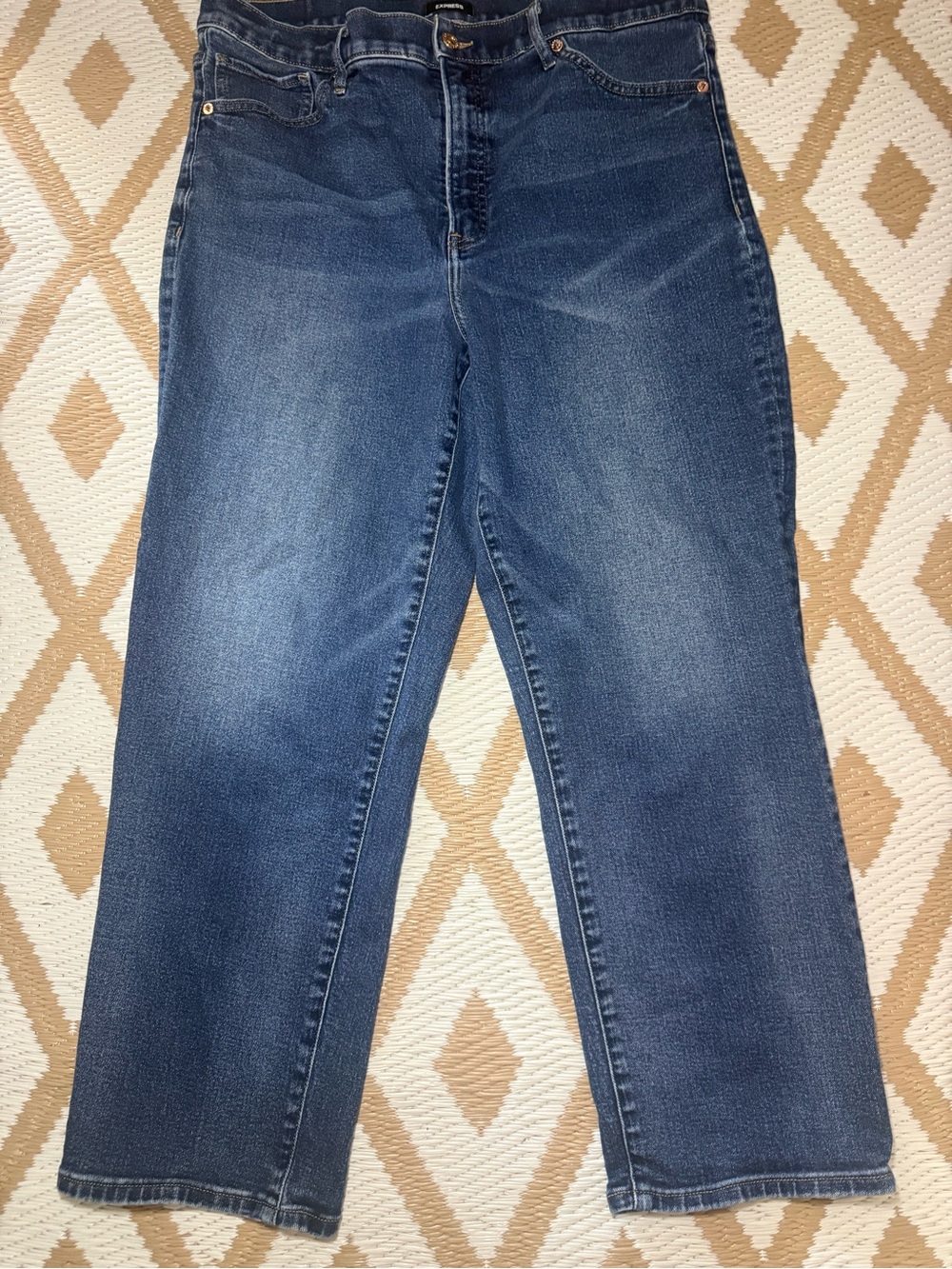Express Dark Blue Straight-Leg Jeans